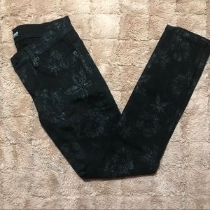 Hudson Black Jeans with silver wash flower accent